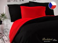 Povlečení satén Luxury Collection červená - černá 2x 70x90, 220x200