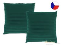 Jednobarevný saténový dekorační polštářek 50x50 Proužek tmavě zelený
