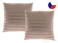 Jednobarevný saténový dekorační polštářek 50x50 Proužek béžový