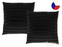 Jednobarevný saténový dekorační polštářek 50x50 Proužek černý