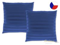 Jednobarevný saténový dekorační polštářek 40x40 Proužek modrý