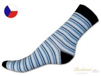 Bavlněné ponožky LYCRA proužky modročerné 35/37