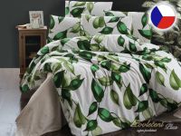 Prodloužené povlečení bavlna EXCLUSIVE Leaves green 70x90, 140x220