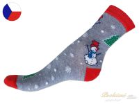 Rotex vánoční ponožky 35/37 Sněhuláčci šedá-červená