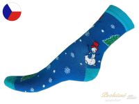 Rotex vánoční ponožky 35/37 Sněhuláčci modrá-mint