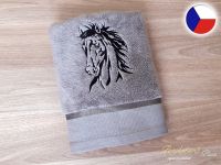 Luxusní ručník pro koňáky šedý 450g Kůň Apollo