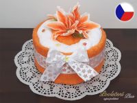 Textilní dort z ručníků Saša oranžová