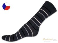 Barevné ponožky Manager LYCRA 41/42 Tmavě šedé/béžovošedé proužky