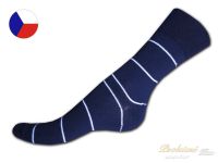 Bavlněné ponožky LYCRA Modré s proužky 35/37