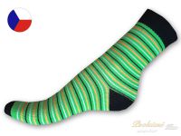 Bavlněné ponožky LYCRA 35/37 Proužky černozelené