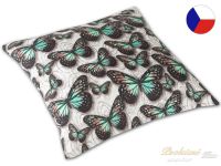 Luxusní saténový povlak na polštář 40x40 GEON Motýli modrozelení