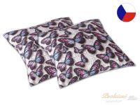 Saténový dekorační polštářek 40x40 GEON Motýli fialoví