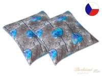 Saténový dekorační polštářek 40x40 GEON Srdce modrofialové