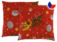 Bavlněný dekorační polštář 50x50 CHRISTMAS Sněhuláci červení