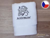 Luxusní ručník se znamením KOZOROH 450g bílá/šedá