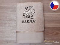 Luxusní ručník se znamením BERAN 450g béžová/hnědá