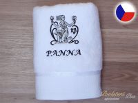 Luxusní ručník se znamením PANNA 450g bílá/šedá