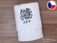 Luxusní ručník se znamením LEV 450g bílá/šedá