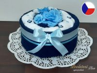 Textilní dort z ručníků Elit modrý