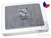 Luxusní dárkové balení ručníku Znamení Ryby šedá/šedá