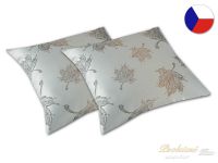 Damaškový dekorační polštářek 40x40 EXCELLENT ORNELLA Fall malé listy šedohnědé