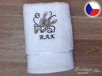 Luxusní osuška se znamením RAK 450g bílá/hnědá 