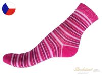 Rotex dětské bavlněné ponožky 32/34 Pruhování růžové