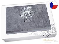 Luxusní dárkové balení osušky Znamení Lev šedá/šedá