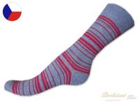 Bavlněné ponožky ROTEX 39/41 Tenký proužek růžový