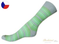 Bavlněné ponožky ROTEX 39/41 Tenký proužek zelená