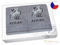 Luxusní dárková sada ručník + osuška Znamení Beran šedá/šedá
