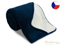 Luxusní deka s beránkem 150x200 Námořnická modrá lemovaná stuhou