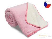 Luxusní deka s beránkem 150x200 Růžová lemovaná stuhou