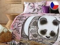 Luxusní povlečení bavlněný satén GEON 70x90, 140x200 Africké léto Panda