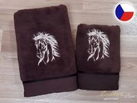 Luxusní ručník pro koňáky hnědý 450g Kůň Apollo